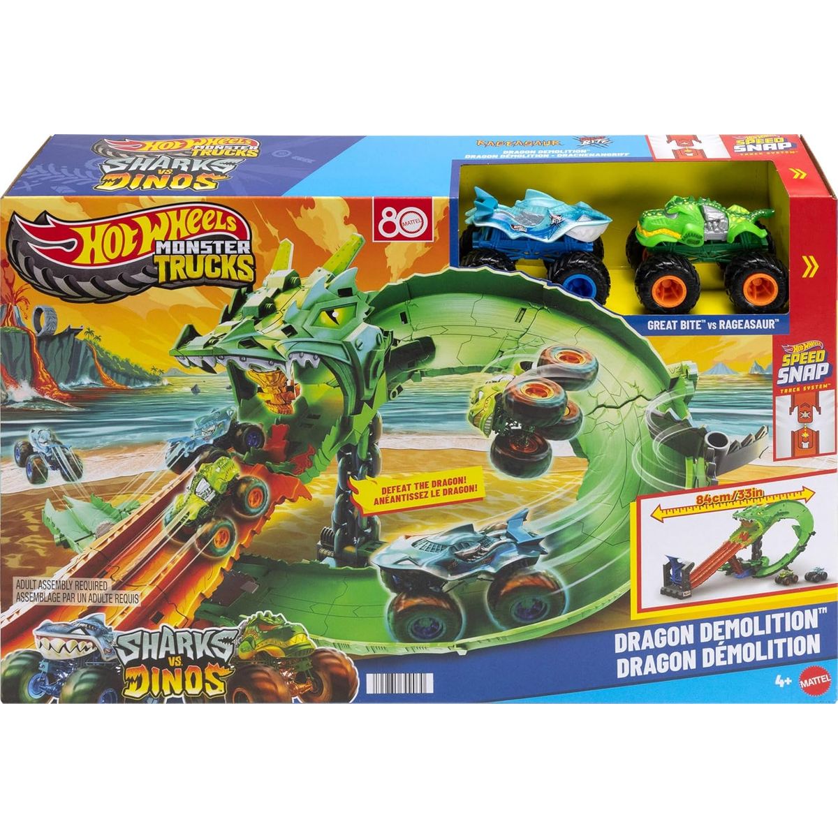 HOT WHEELS - Hot Wheels Monster Trucks Tiburones Vs Dinosaurios