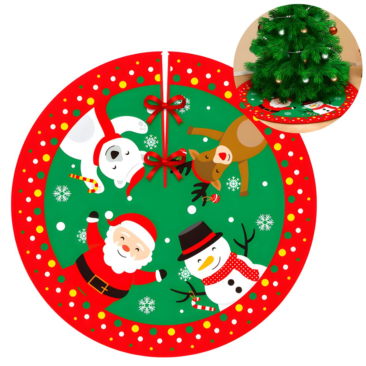 GENERICO - Falda Pie De Árbol De Navidad Decoración Monitos 90 CM