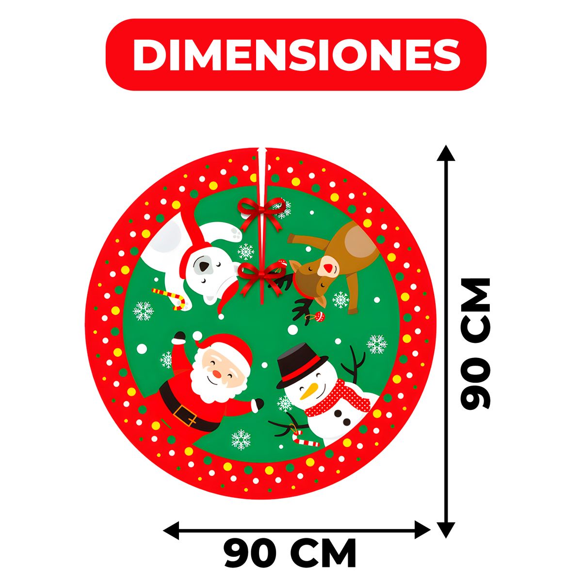 GENERICO - Falda Pie De Árbol De Navidad Decoración Monitos 90 CM