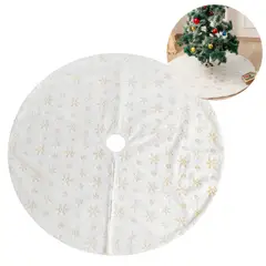 GENERICO - Falda Pie De Árbol 120 cm Copos de Nieve Blanco + Dorado