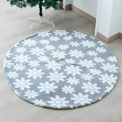 GENERICO - Falda Cubre Pie Árbol Navideño Gris Copos De Nieve 90 Cm