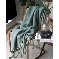 GENERICO - MANTA CHENILLE DECORATIVA CON FLECOS PARA CAMA O SOFA