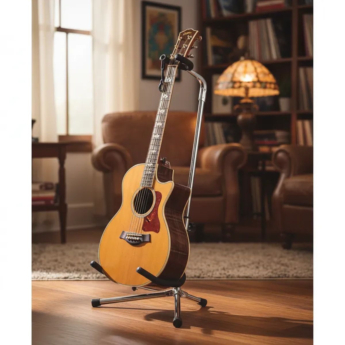 HAMILTON - Soporte de Guitarra Hamilton Cromado Antideslizante