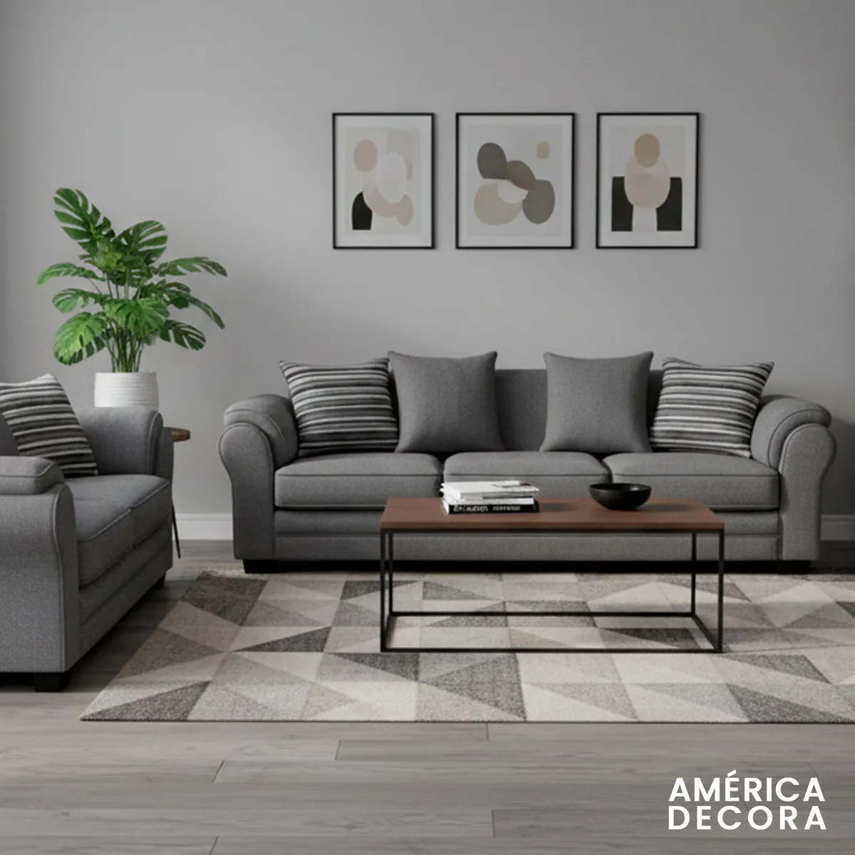 AMERICA DECORA - Living 7 Cuerpos 4+3 XL Con Resorte Estructural Grandón Chenille