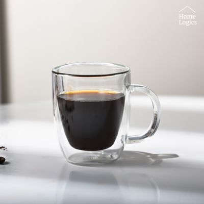 Home Logics Set 4 Tazas Vidrio Doble Pared 120 Ml Para Café