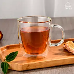 HOME LOGICS - Set 4 Tazas Vidrio Doble Pared 160 ml Para Café