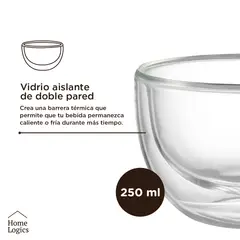 HOME LOGICS - Set 2 Bowls Vidrio Doble Pared 250 ml Kiosclub