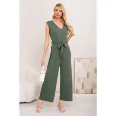 LIKE SHOP - Enterito Mujer Verano Acanalado Escote V Sin Manga Colores 3375