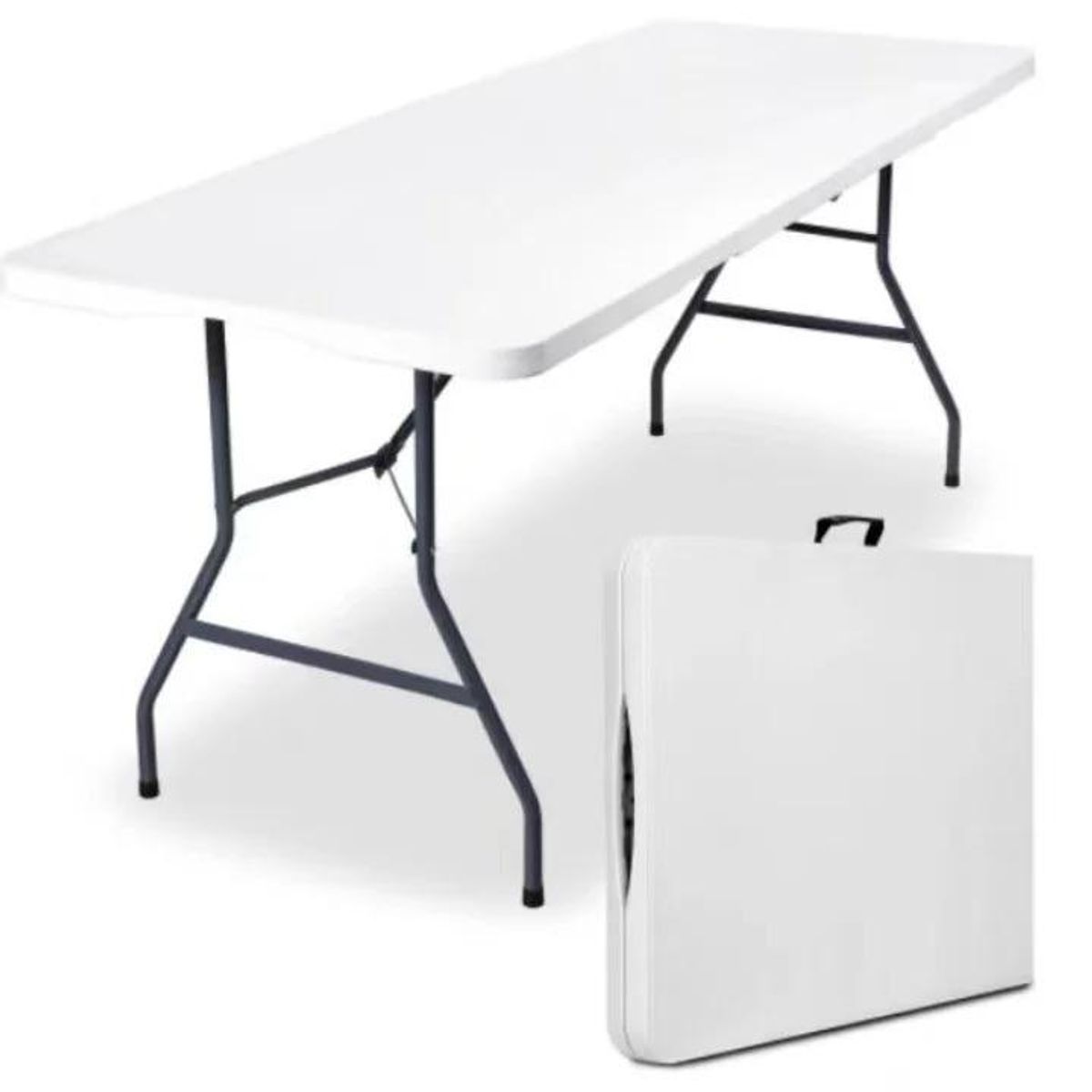 GENERICO - MESA PLEGABLE BLANCA RECTANGULAR 180cms TIPO MALETA