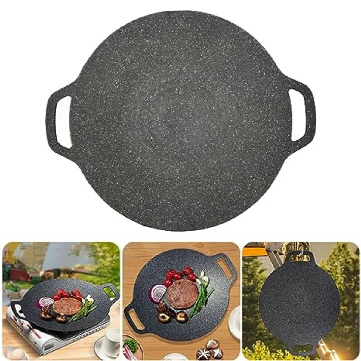 GENERICO - Sartén multi-plancha para barbacoa coreana doble mango 39cm
