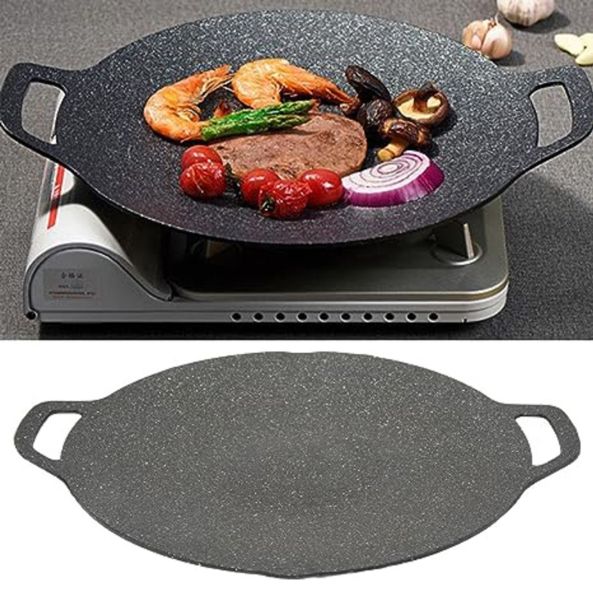 GENERICO - Sartén multi-plancha para barbacoa coreana doble mango 39cm