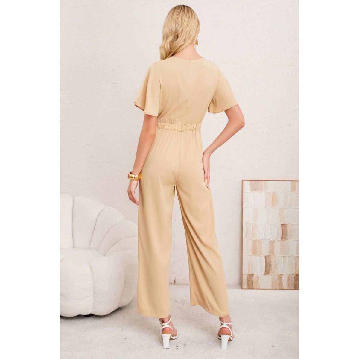 LIKE SHOP - Enterito Mujer Semi Formal Largo Manga Corta con Argolla 3355