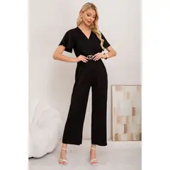 LIKE SHOP - Enterito Mujer Semi Formal Largo Manga Corta con Argolla 3355