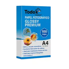 TODOK - Papel Fotográfico Glossy Premium A4 de 135g