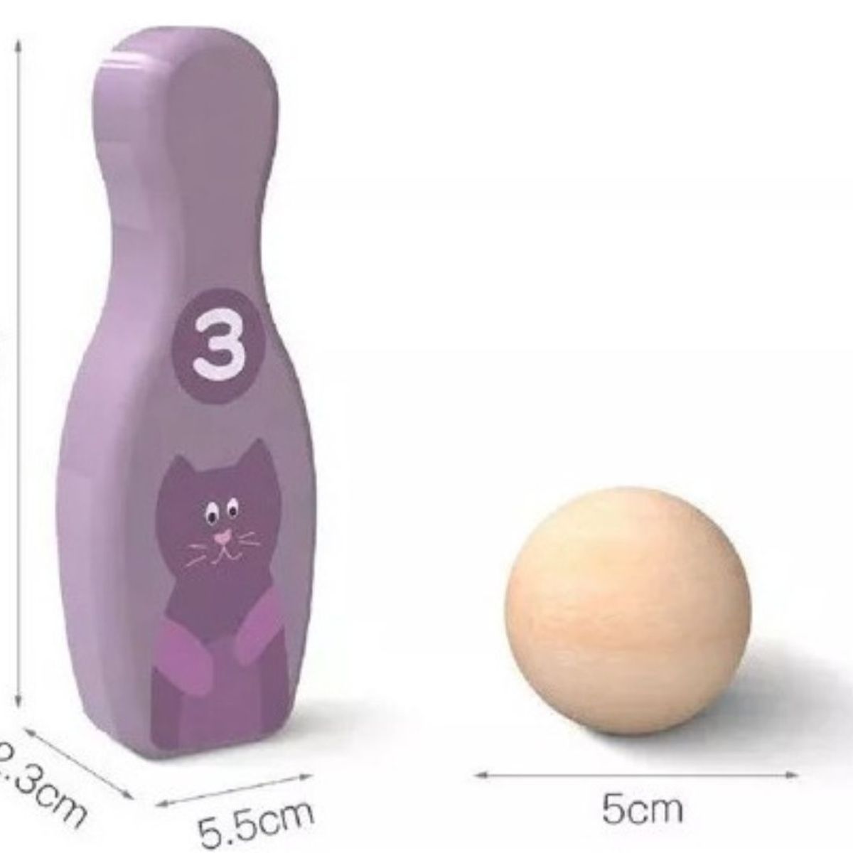 GENERICO - Juego Palitroque De Madera Bowling Numero Didactico Niños