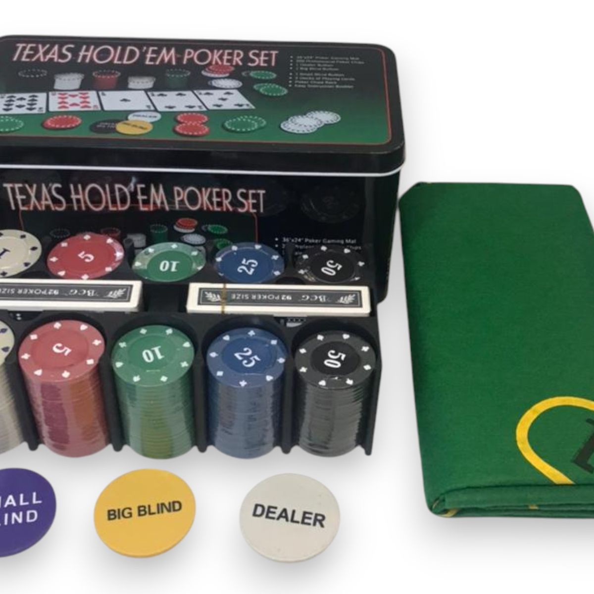 TEXAS HOLD 'EM - Set De Poker Texas Holdem 200 Fichas Profesional Set Caja