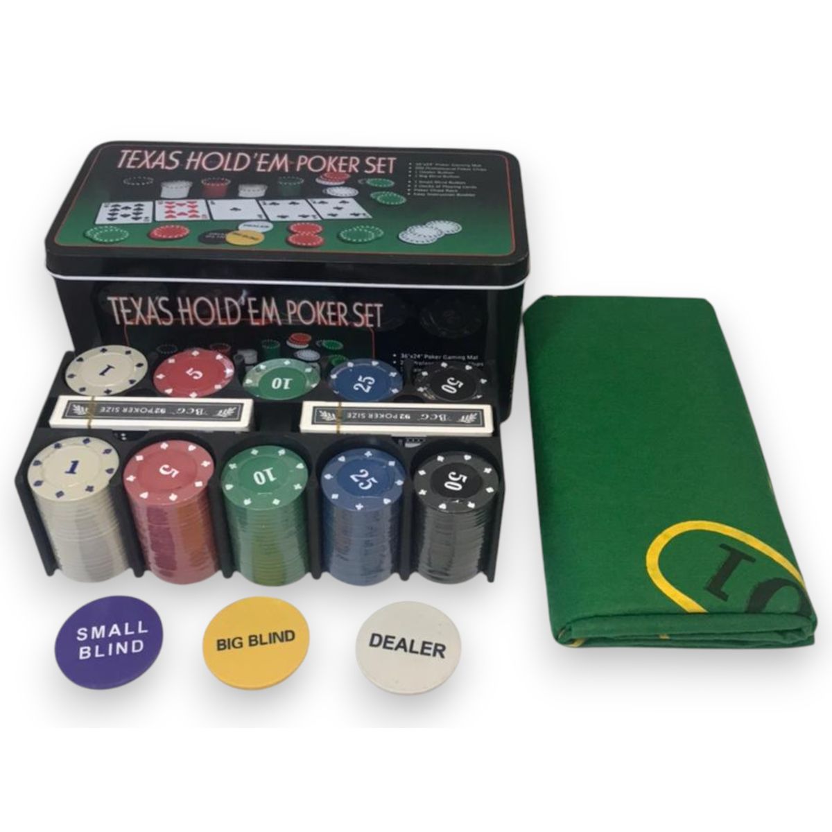 TEXAS HOLD 'EM - Set De Poker Texas Holdem 200 Fichas Profesional Set Caja