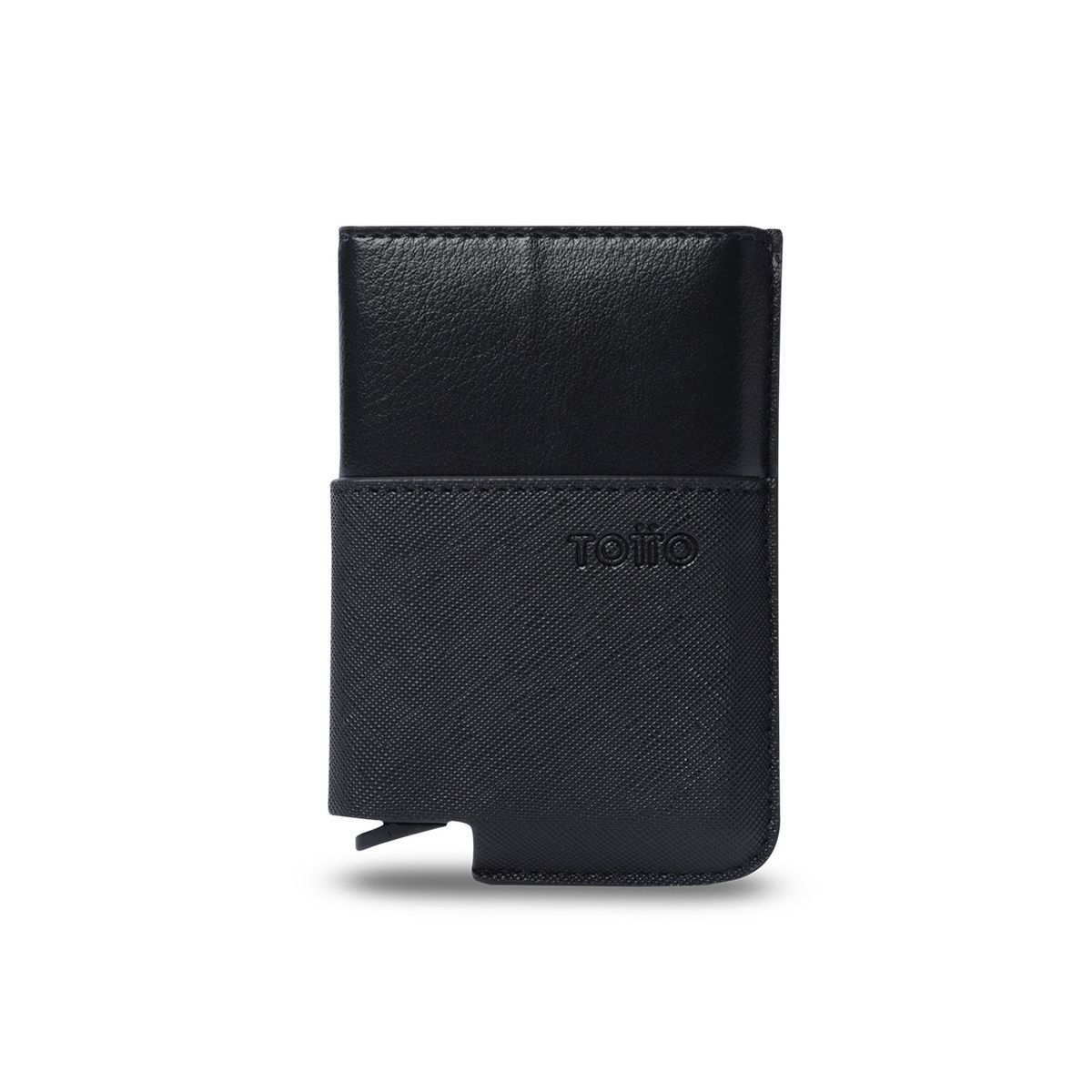 TOTTO - Porta Documentos Hombre Saffiano Tar con RFID Blocker Negro Totto