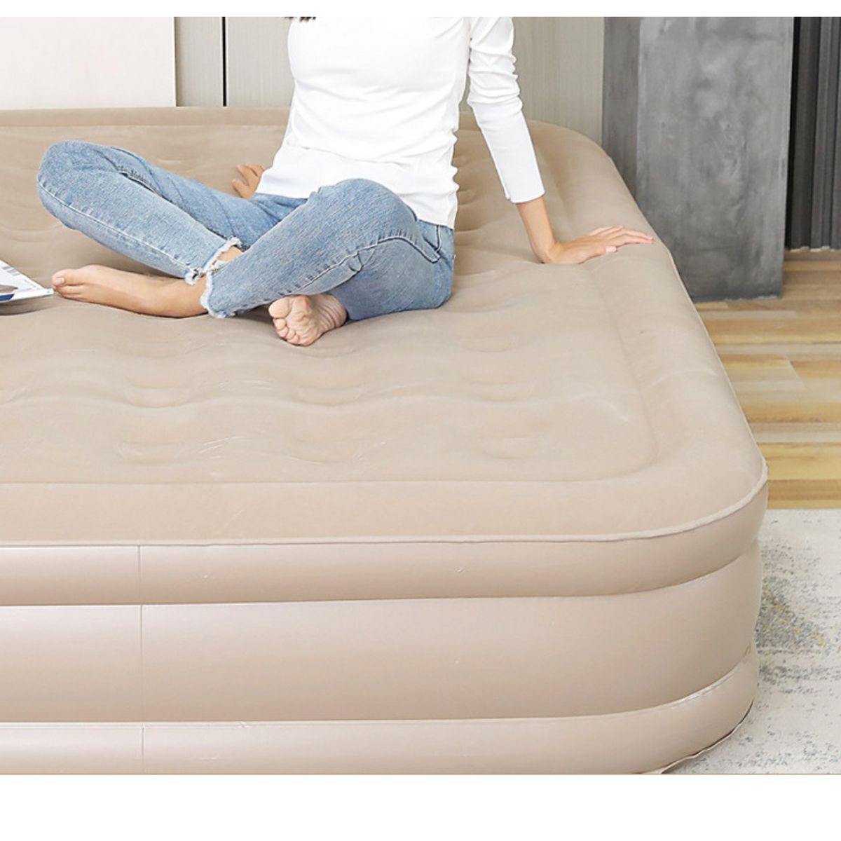 GENERICO - Colchón Inflable Individual Con Valvula De Aire Color Beige