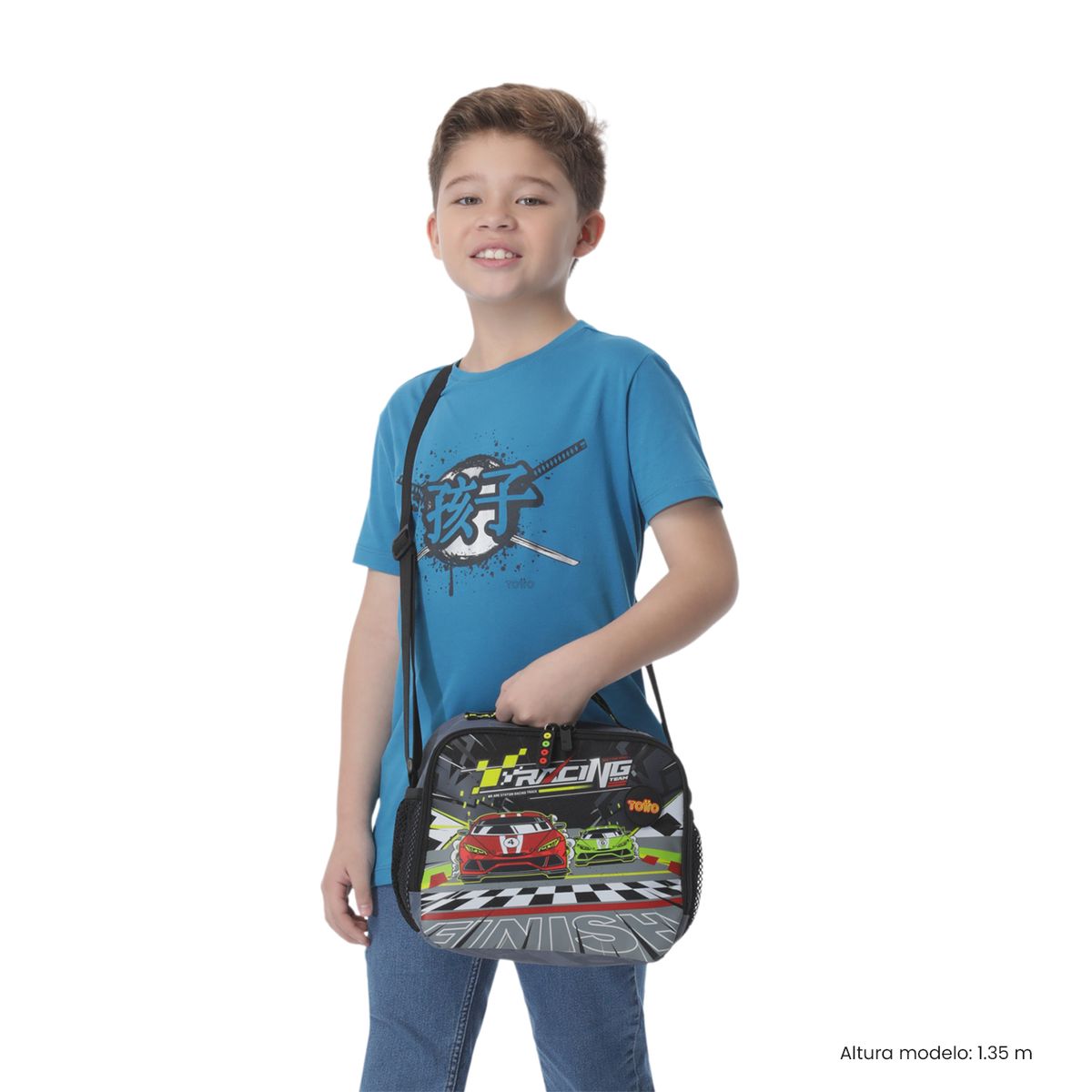 TOTTO - Lonchera Térmica Escolar Niño Grand Prix Grande Gris Totto