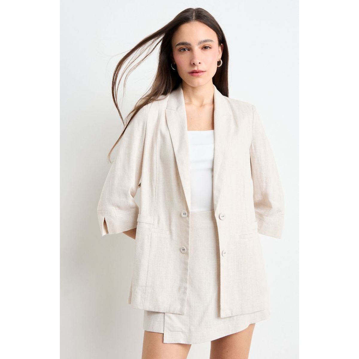 IO - Blazer Liso Mujer Beige Io