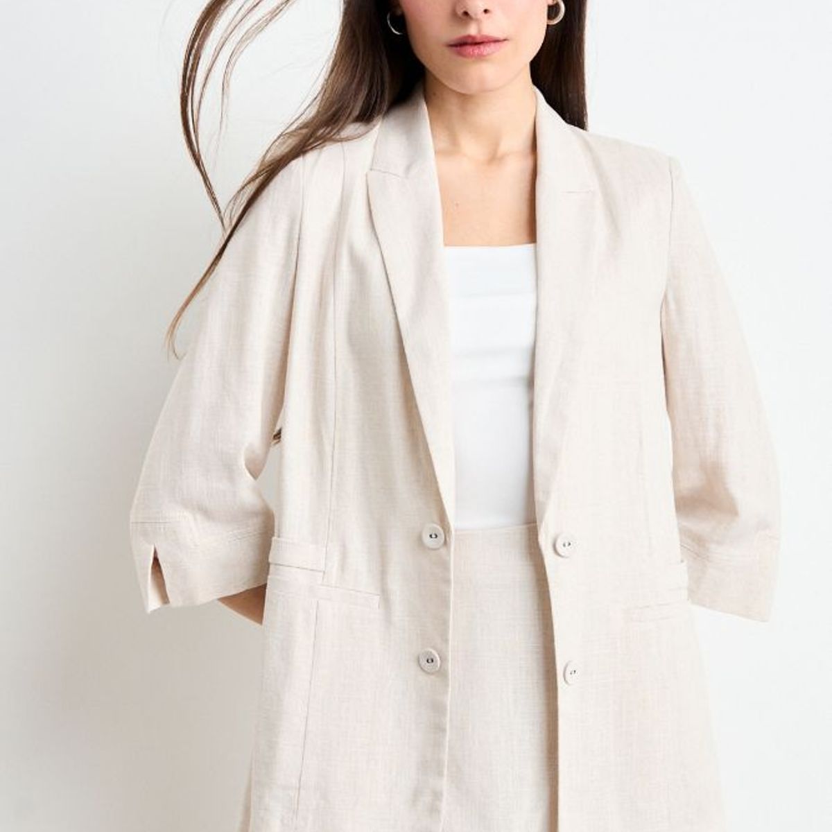 IO - Blazer Liso Mujer Beige Io