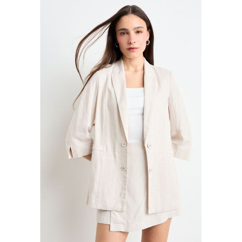 IO - Blazer Liso Mujer Beige Io