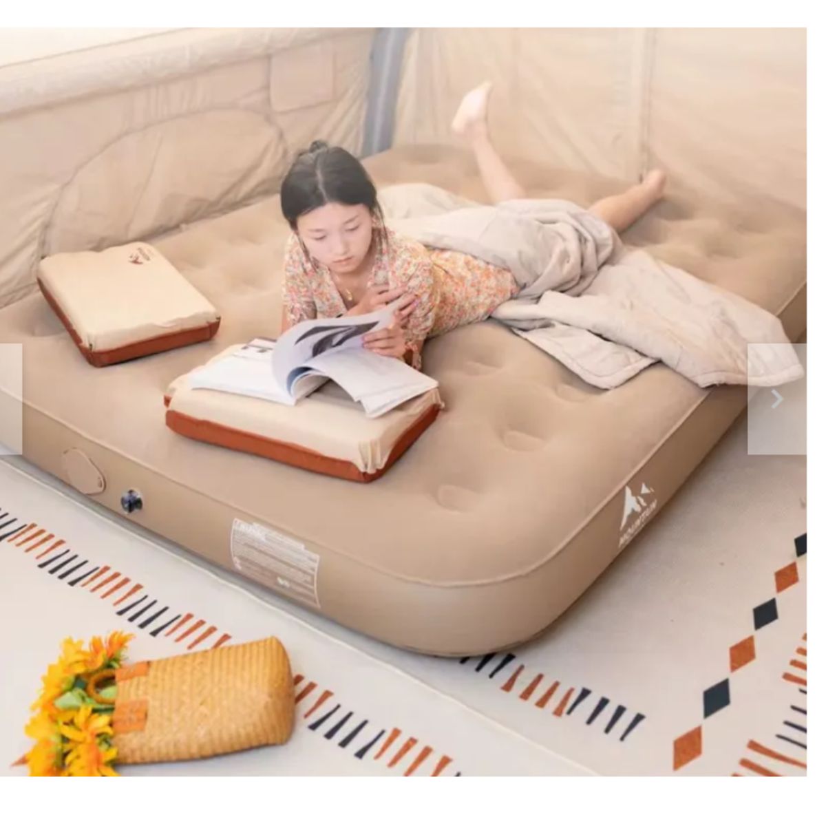 GENERICO - Colchón Inflable 2 Plazas Con Valvula De Aire Color Beige