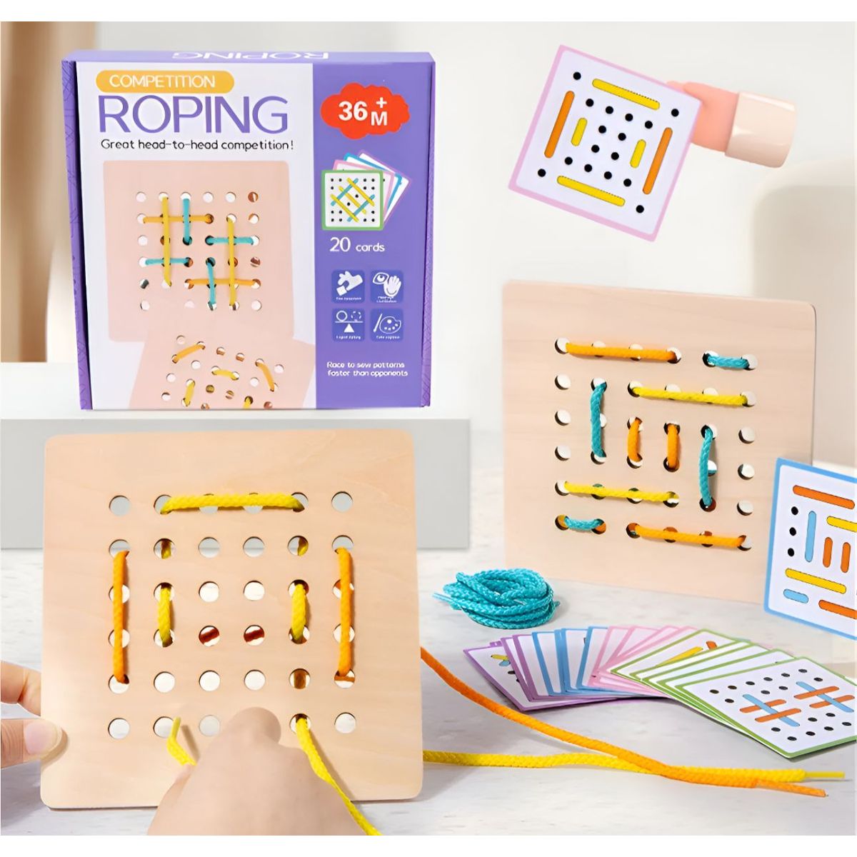 GENERICO - Set Didáctico Para Enhebrar Montessori Cognitivo Niños