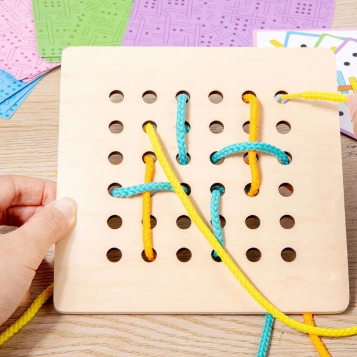 GENERICO - Set Didáctico Para Enhebrar Montessori Cognitivo Niños