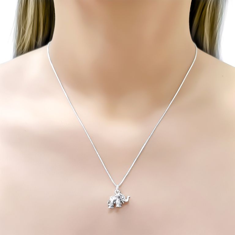 Collar Elefante Envejecido Veneciana Plata Fina 925 Plateado TALLA UNICA