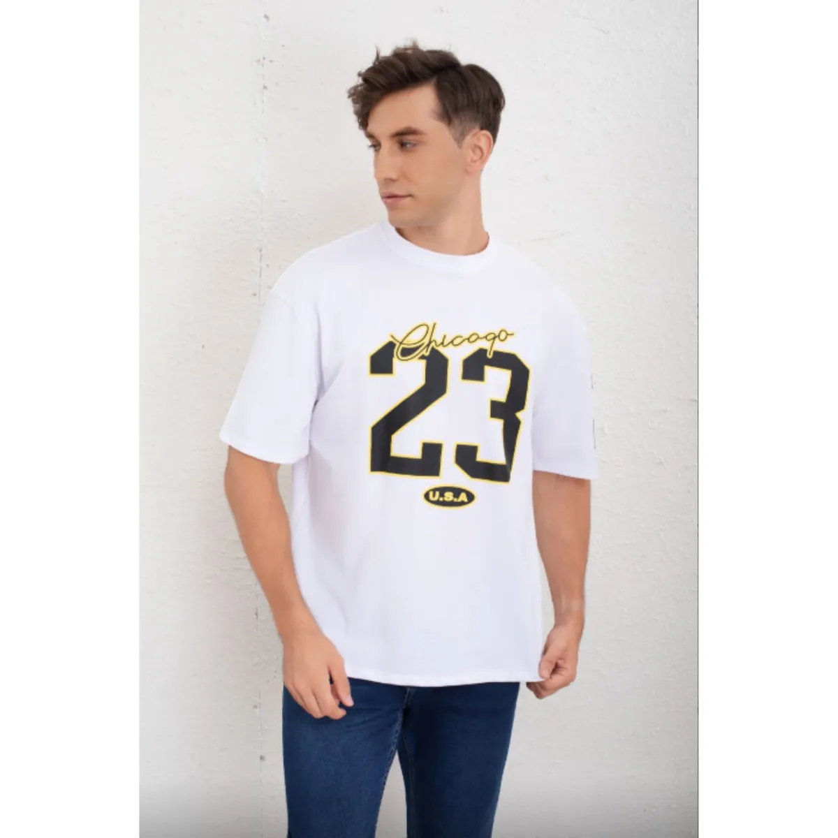 LIKE SHOP - Polera Hombre Oversize Manga Corta Algodon Diseño 8006