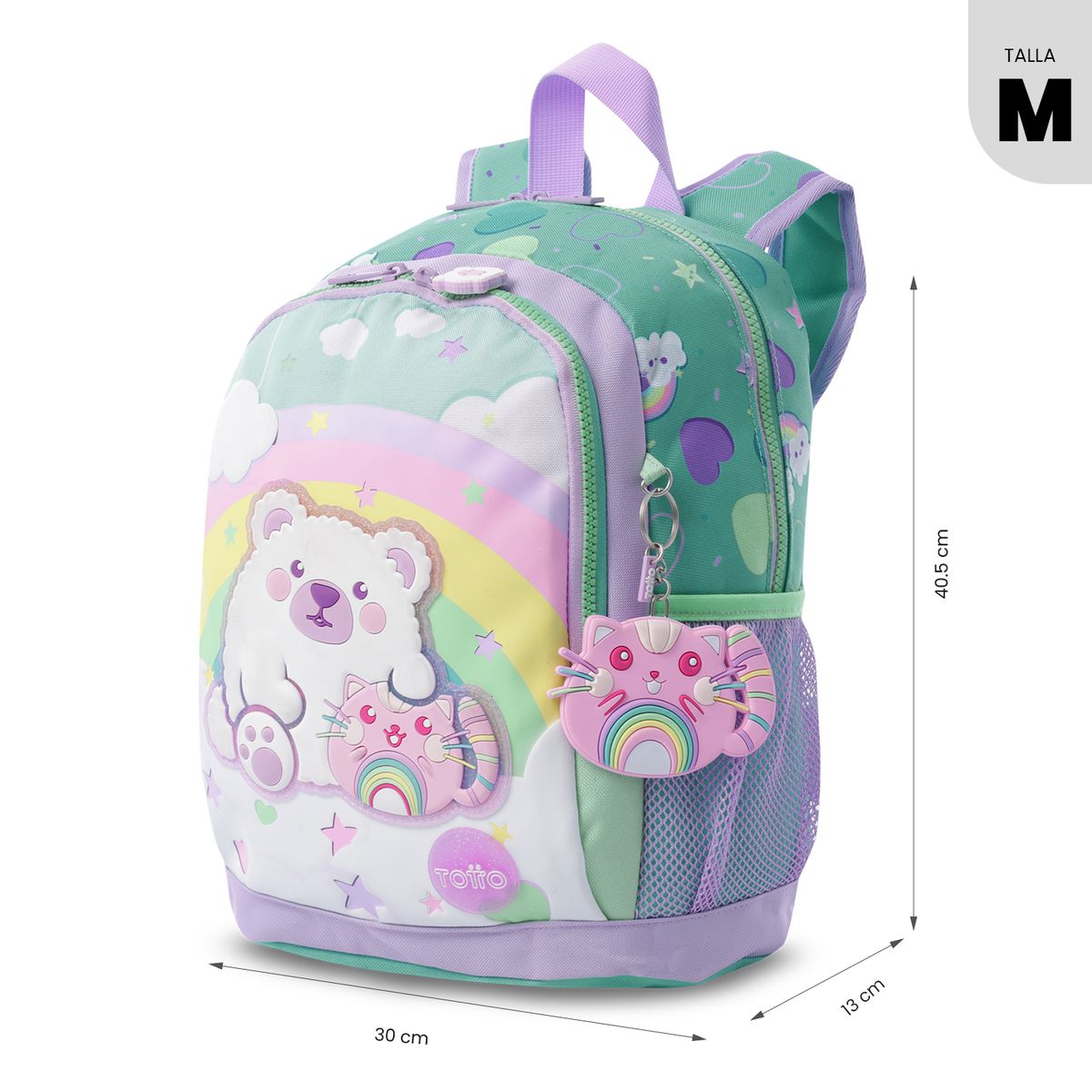 TOTTO - Mochila Mediana + Libro Colorear Little Magic Niña Azul Totto