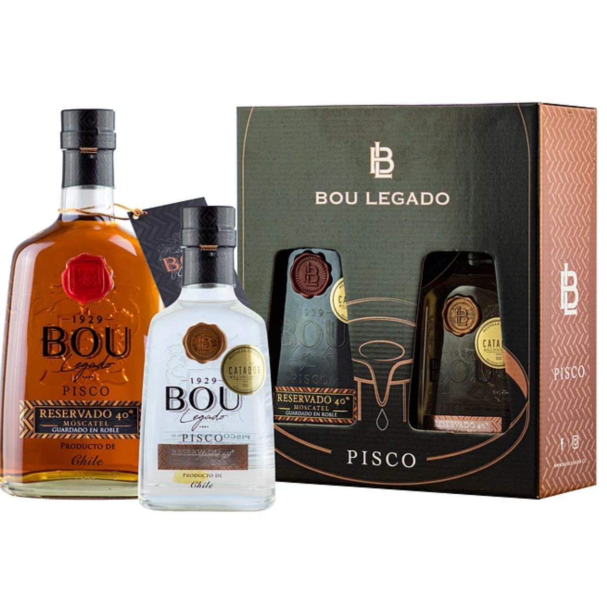 BOU - Pack Pisco Bou Legado 750 ml + 375 ml