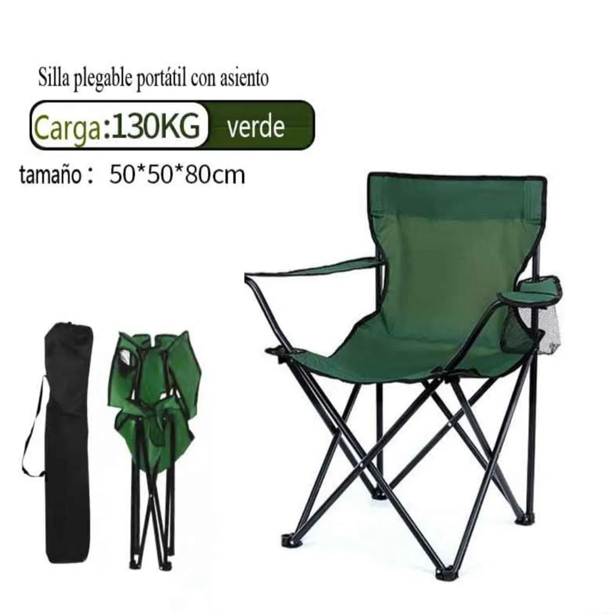 Silla plegable Camping jardin exteriores con portavasos, marca GENERICO - Foto Principal