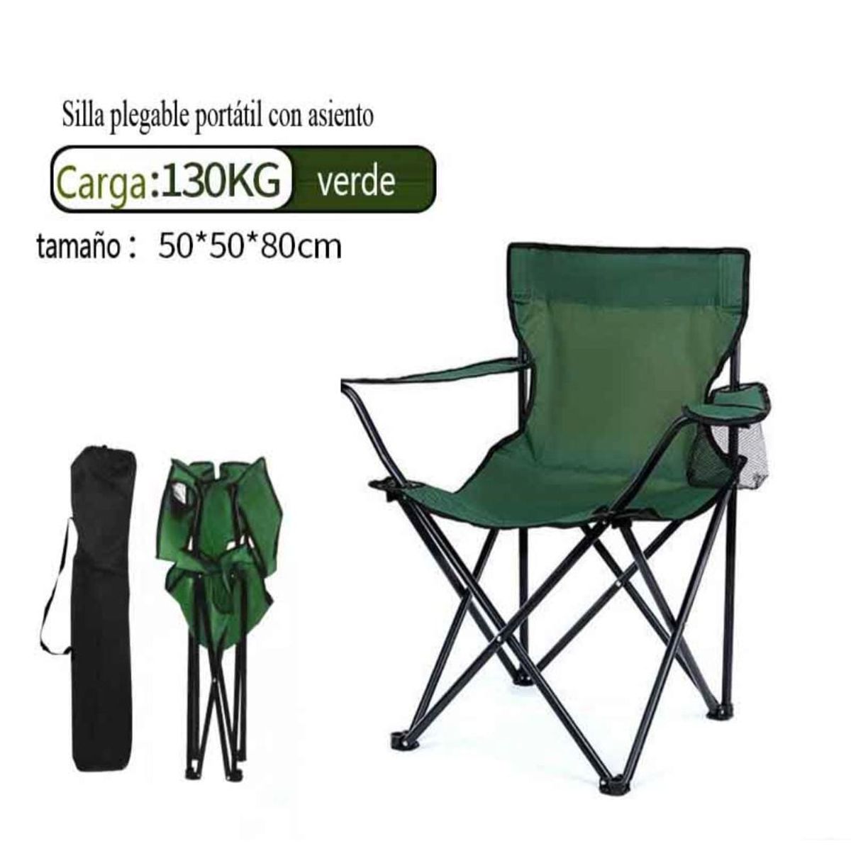 Silla plegable Camping jardin exteriores con portavasos, marca GENERICO - Foto Principal