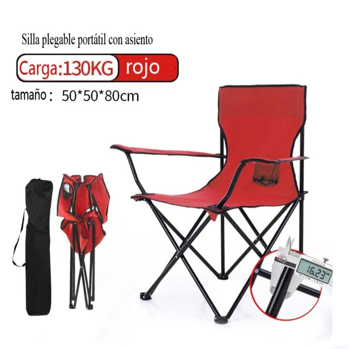 Silla plegable Camping jardin exteriores con portavasos, marca GENERICO - Foto 2