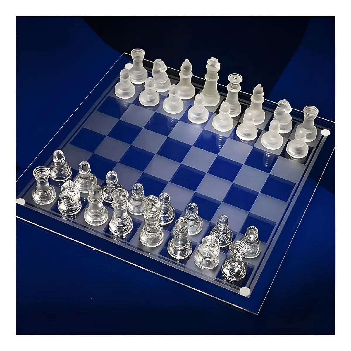 GENERICO - Ajedrez Cristal Calidad 26 X 26 Cristal Juego Mesa Lujo