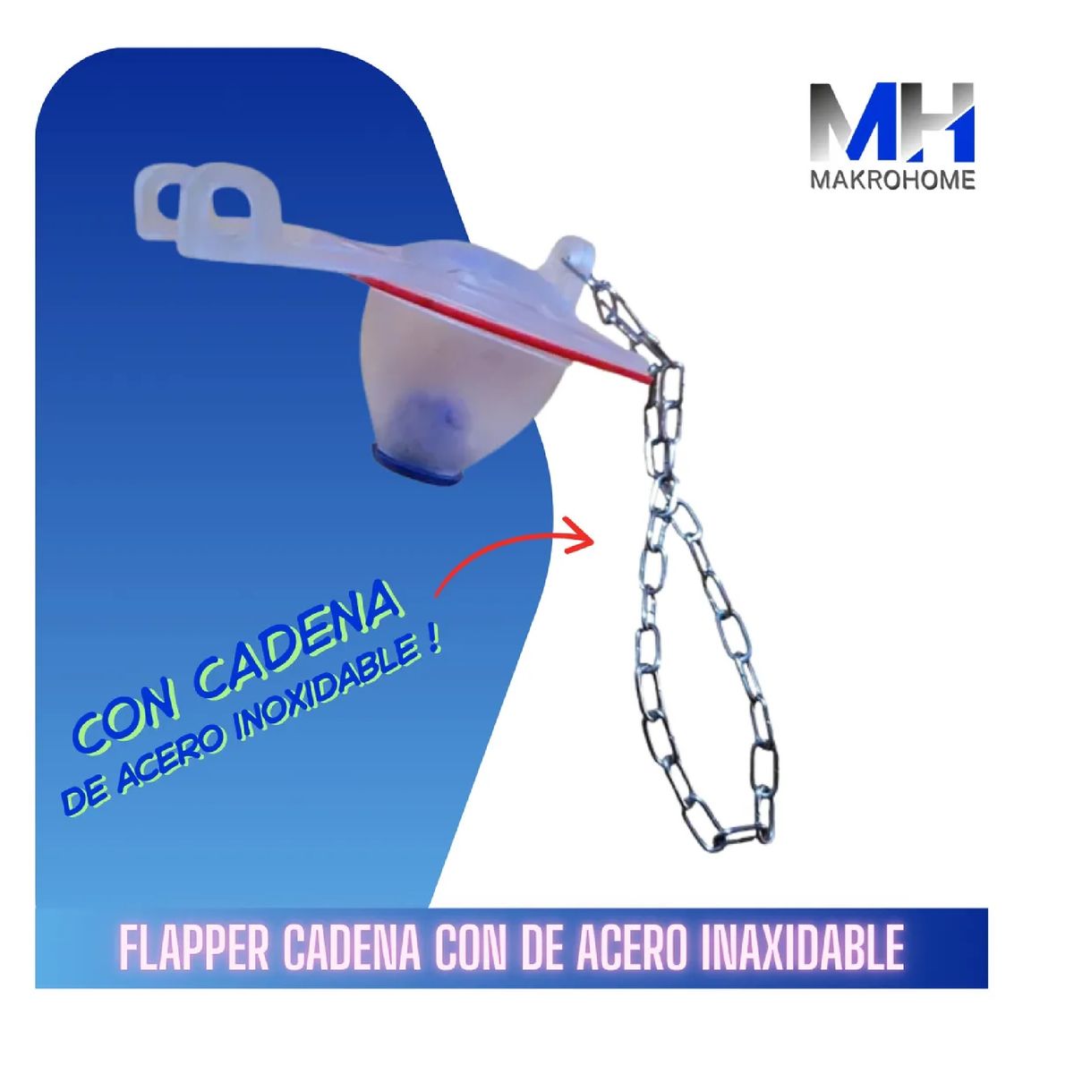 GENERICO - Flapper Wc Aquakit Cadena Acero Inoxidable Valvula Descarga