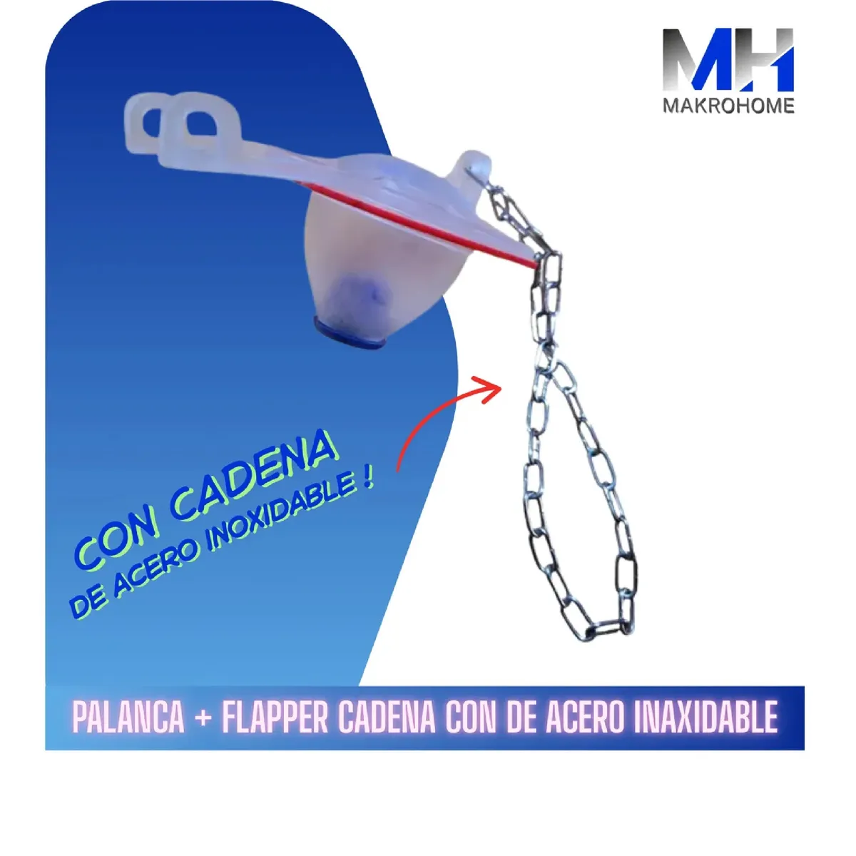 GENERICO - Pack Flapper Cadena Acero Inoxidable+manilla Estanque Bronce