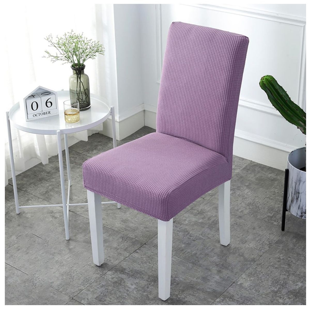 GENERICO - Pack X 6 Fundas Cubre Silla Protectoras Lila Rose Cuadrillé