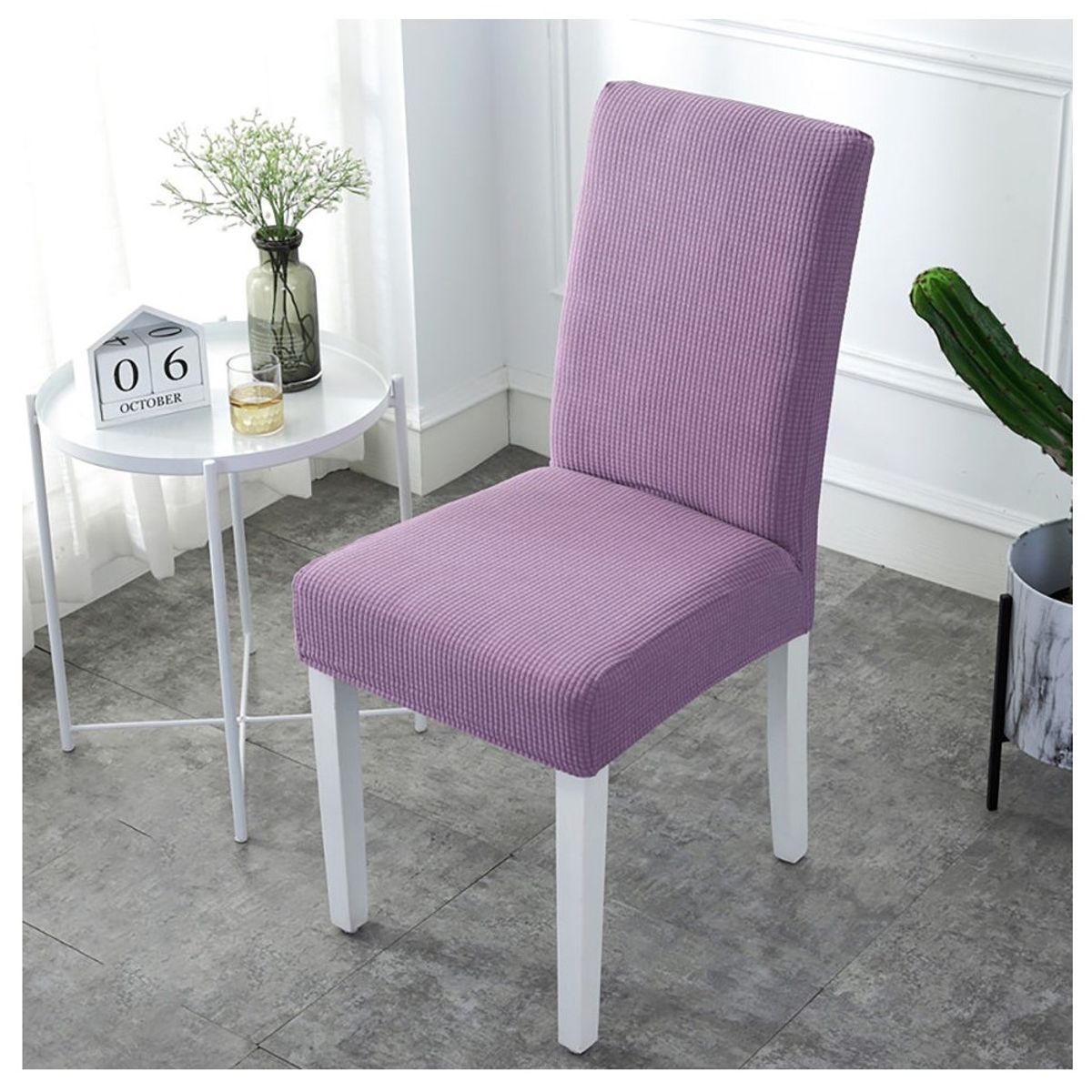 GENERICO - Pack X 6 Fundas Cubre Silla Protectoras Lila Rose Cuadrillé