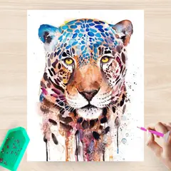 ARTE CONSENTIDO - PINTURA DIAMANTE SIN BASTIDOR DISEÑO LEOPARDO