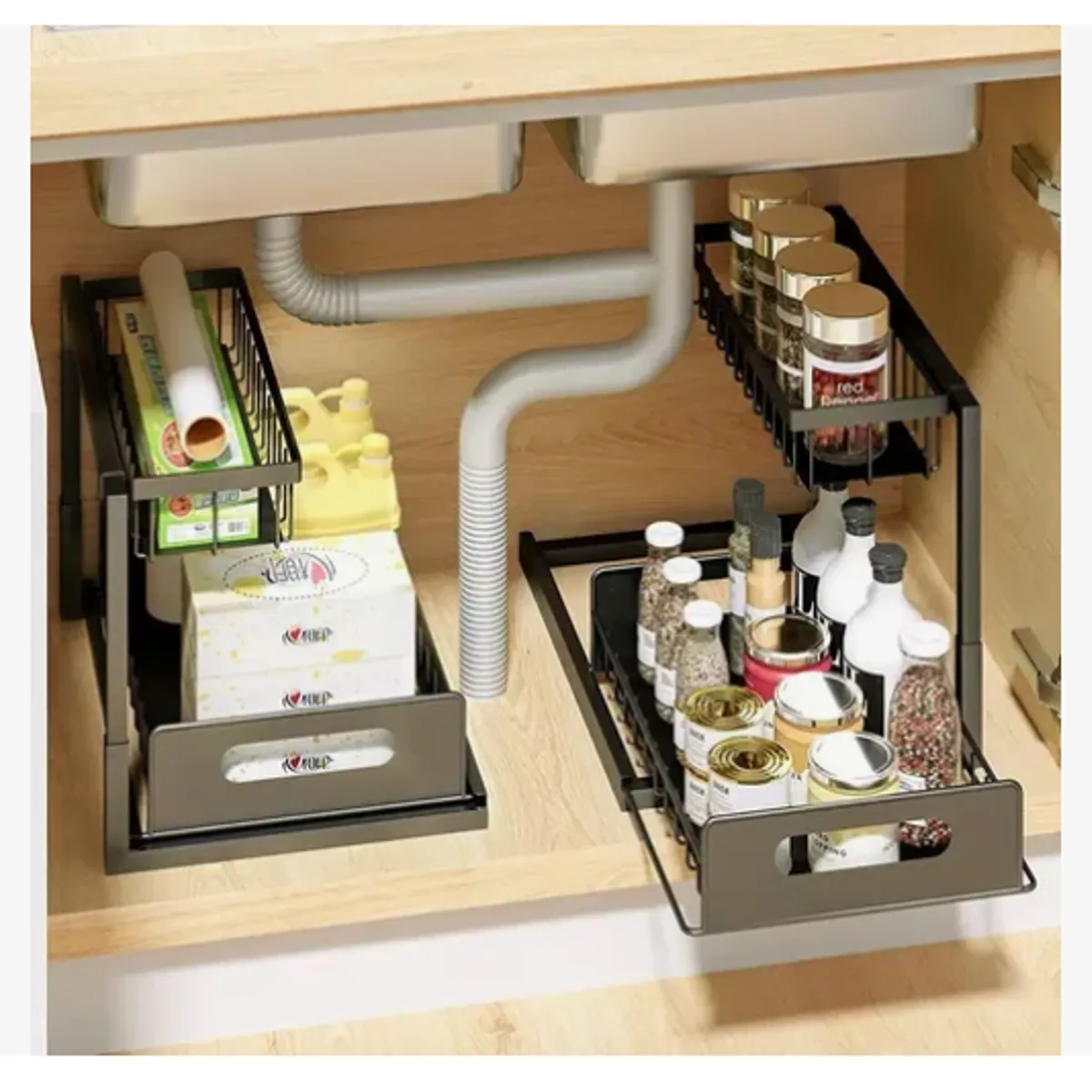 Organizador Bajo Lavaplatos Extraíble Cocina Baño 2 Unidades, marca GENERICO - Foto Principal