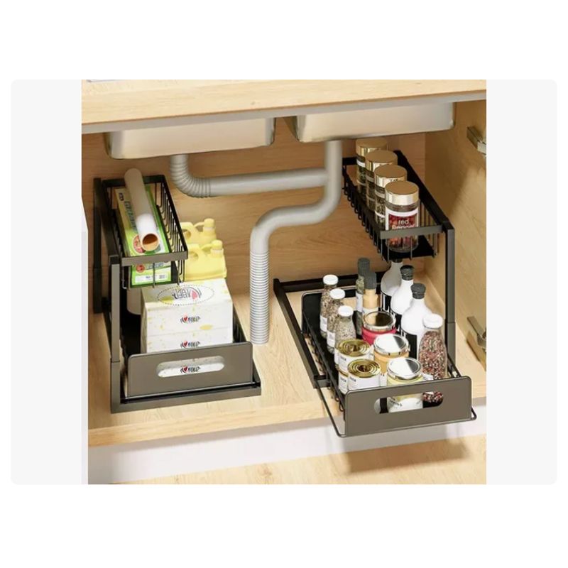 GENERICO - Organizador Bajo Lavaplatos Extraíble Cocina Baño 2 Unidades