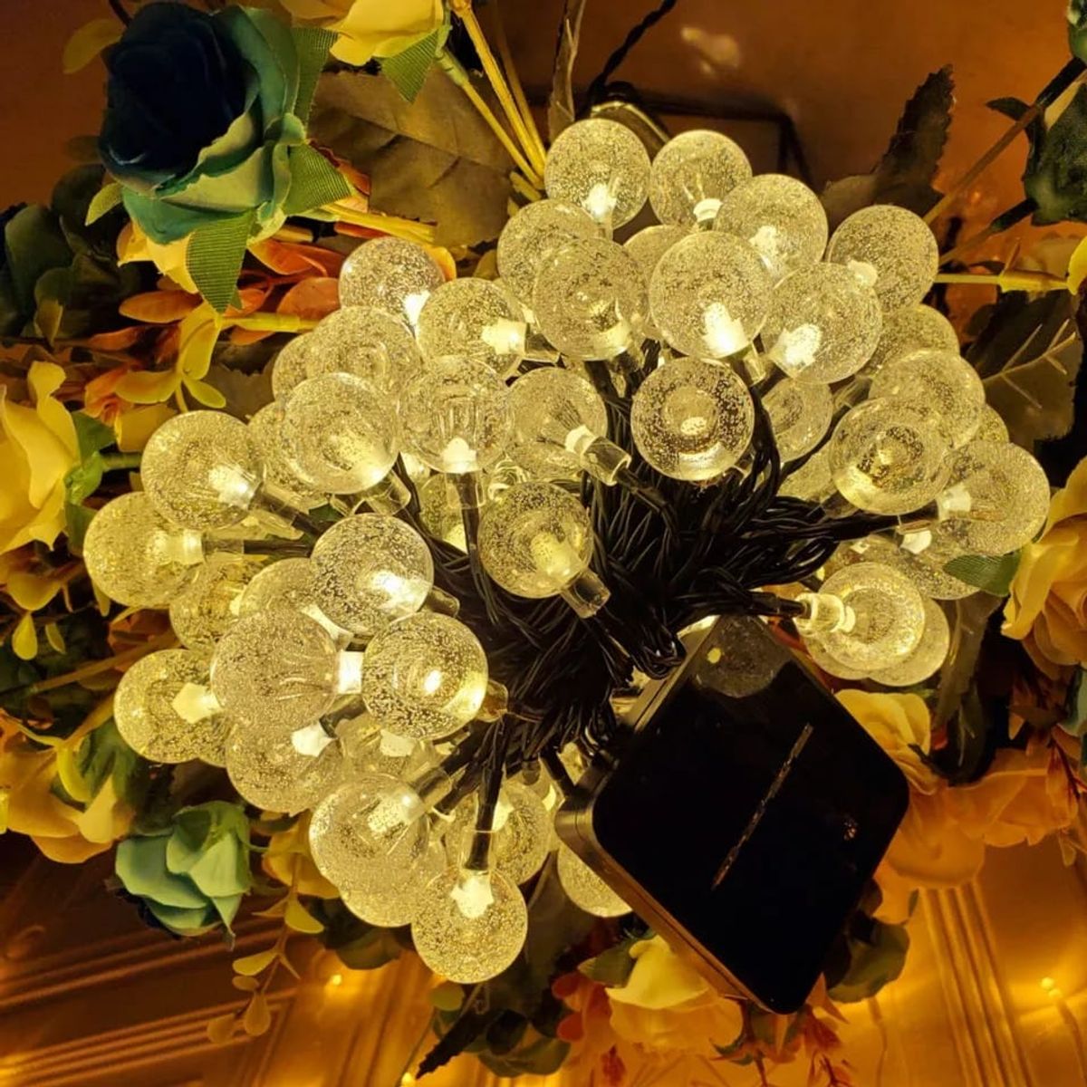 GENERICO - Guirnalda Solar Led 30 Esferas Luz Cálida