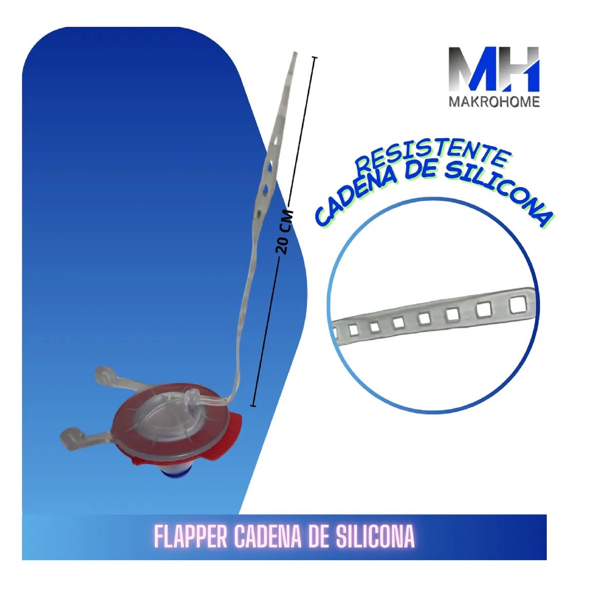GENERICO - Flapper Wc Cadena Plastica Silicona Aquakit