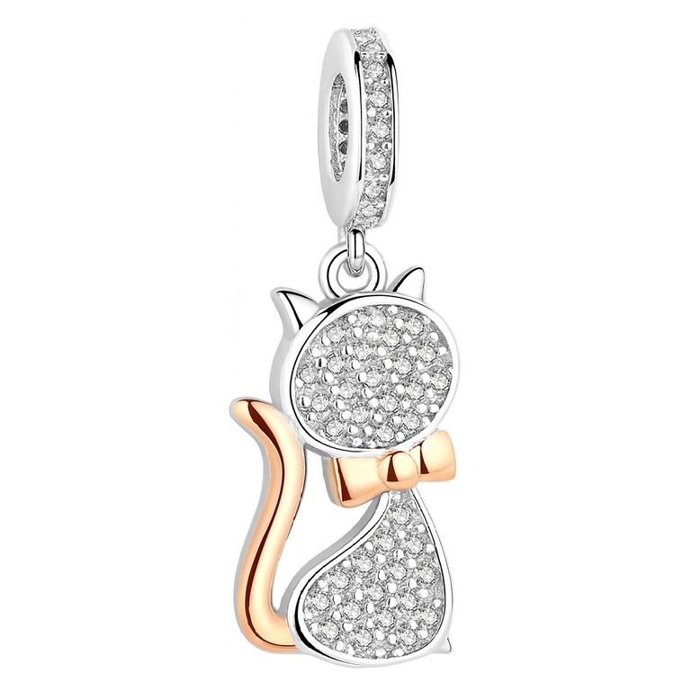 Charm Dije Plata 925 Gato Circones Plateado TALLA UNICA