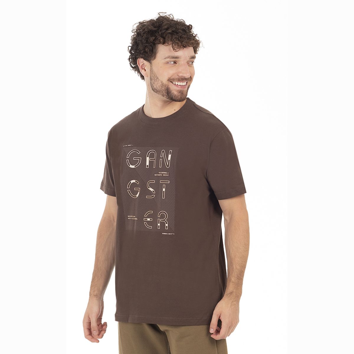 GANGSTER - Polera Mc Basica Broadway Café Oscuro Gangster