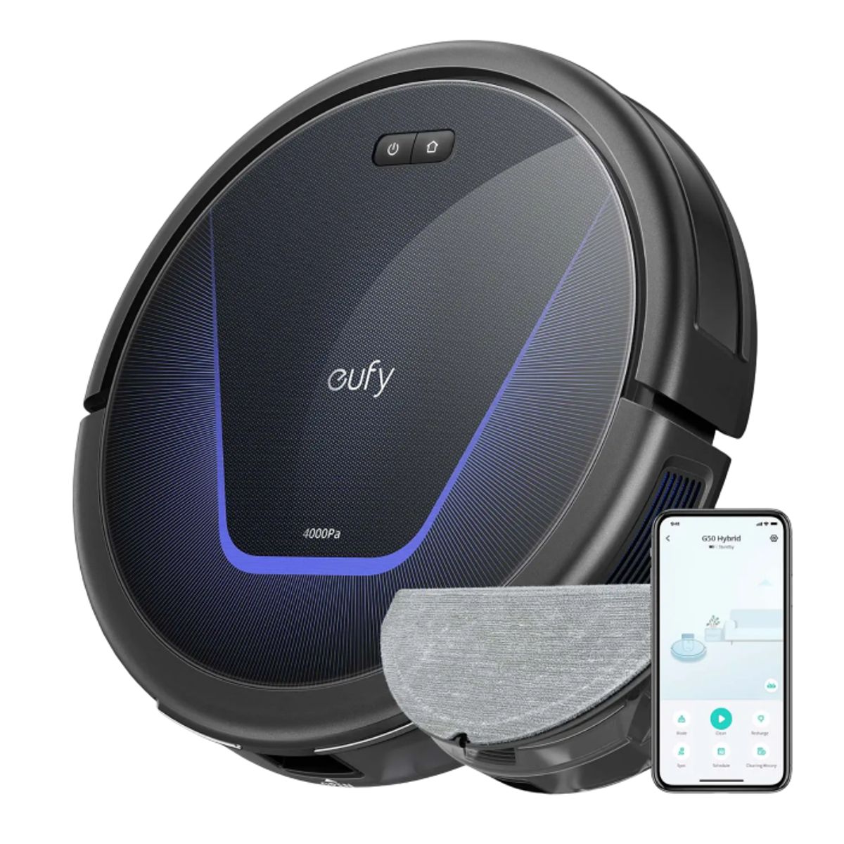 EUFY - Eufy RoboVac G50 Hybrid Robot Aspiradora, Fregado, 4000Pa, Bluetooth